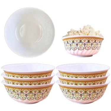 Imagem de 6 Tigelas De Melamina Decorada Para Sobremesas 530ml - Fx