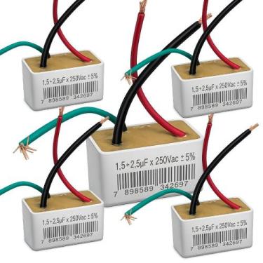Imagem de Kit 5 capacitor 1,5 +2,5uf x 250v 3 fios quadrado tri - TRIO