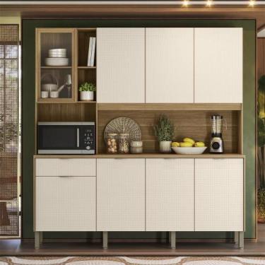 Imagem de Armário de Cozinha Compacto Kits Paraná Nature 8 Portas 1 Gaveta Nicho