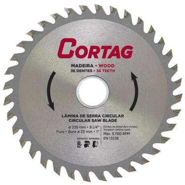 Imagem de Disco de Serra Circular 9.1/4” (235mm) Cortag, 36 Dentes