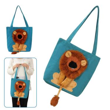 Imagem de Bolsa Transporte Cachorro Gato Pet Animal Estimacao Ombro Estampa Leao Passeio Diversao Viagem Caminhada Ventilada
