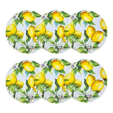 Imagem de Jogo 6 Pratos Sobremesa 23cm Melamina Limão Área Externa - Bellagio