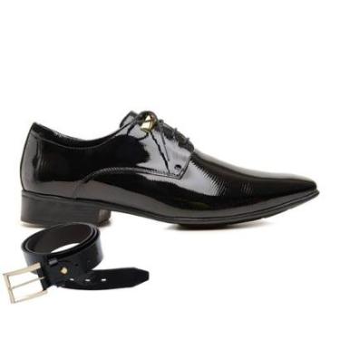 Imagem de Sapato Social Jota Pe Verniz Preto + Cinto 74894tr-Masculino