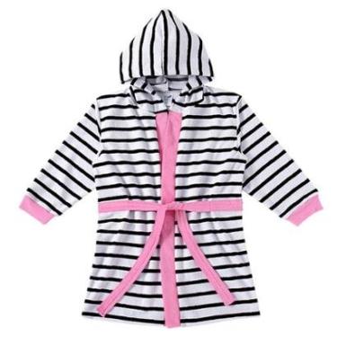 Imagem de Roupão Praia Infantil Atoalhado com Capuz Listrado Tip Top-Feminino