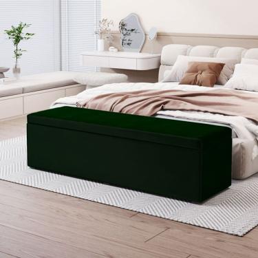 Imagem de Calçadeira Baú Lua em Veludo para Cama Box Casal Queen 160cm