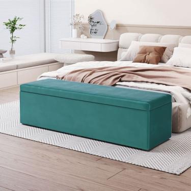 Imagem de Calçadeira Baú Lua em Veludo para Cama Box Casal Queen 160cm