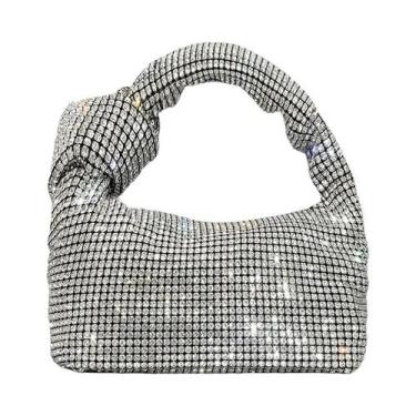 Imagem de Bolsa de Noite Feminina de Luxo com Alça de Cristal - Design Prateado,