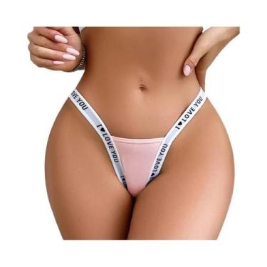 Imagem de Lingerie Feminina Sexy E Respirável Com Estampa De Letras, Tanga Com D