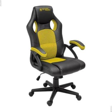 Imagem de Cadeira gamer bright amarela cg-03 ergonômica reclinável ajustável con