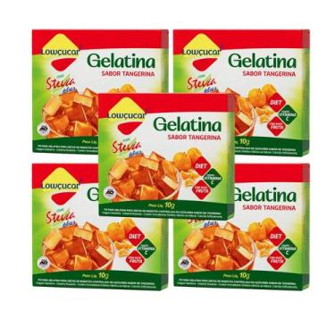 Imagem de Kit Gelatina Tangerina Diet com Stevia - Lowçucar Plus 5 Unidades 10g