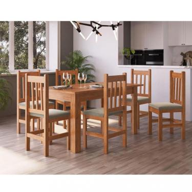 Imagem de Conjunto Sala de Jantar Mesa 150cm com 6 Cadeiras Ref120/15 Moveis Zamarchi