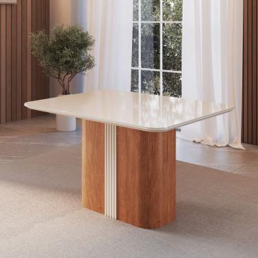Imagem de Mesa de Jantar 120cm Retangular Tampo de Vidro Duda Moveis Zamarchi
