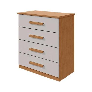 Imagem de Comoda Baião 4 Gavetas Amendoa Clean e Off White Da Lopas 97x88x48 cm