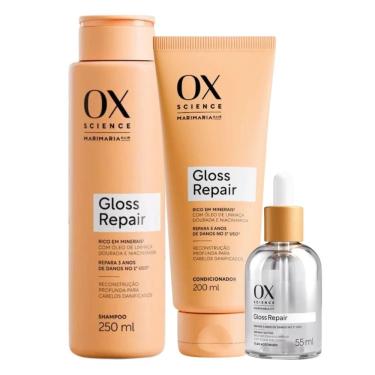 Imagem de Kit Ox Science Mari Maria Hair Gloss Repair: Shampoo 250ml, Condicionador 200ml + Óleo...