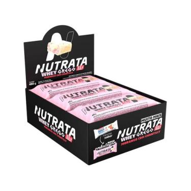 Imagem de Barra de Proteína Whey Grego 40g 12 Unidades Nutrata, Morango com chan