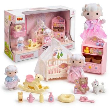 Imagem de Coleção Casinha Feliz Quarto Do Bebê Com Boneca Acessórios E Móveis - 