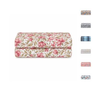 Imagem de Lençol Queen 100% Algodão S/ Elástico Avulso Estampado com Viés Malha 