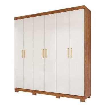 Imagem de Guarda-roupa Casal 6 Portas com Pé e Espelho Interno Giratório 199cm 1