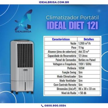 Imagem de Climatizador Idealbrisa Residencial Diet 12i - 12 Litros - 110V - Efic