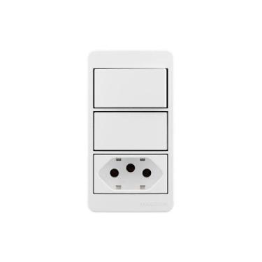 Imagem de Placa Para Condulete Caixa 3/4" Com Interruptor Simples 10a E Tomada 2