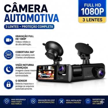 Imagem de Dash Cam para Veículos 12V e 24V com 3 Canais - Câmera Veicular