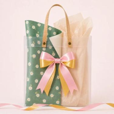 Imagem de Kit Presente Floral Sacola Seda Fitas Luxo Dia dos namorados - Mais ve