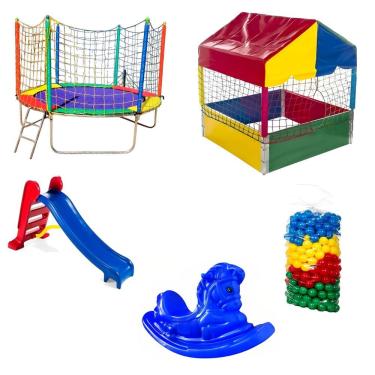 Imagem de Kit Pula 2,30m com Piscina de Bolinhas 1,00m Escorregador e Gangorra Rotoplay Brinquedos