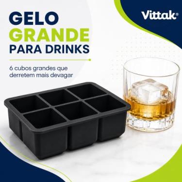 Imagem de Kit Forma de Gelo Silicone Grande 6 Cubos para Whisky e Drinks Vittak,