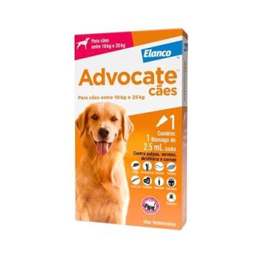 Imagem de Elanco Advocate 1 Bisnaga  2,5mL Antipulgas e Vermífugo Cães 10 a 25kg