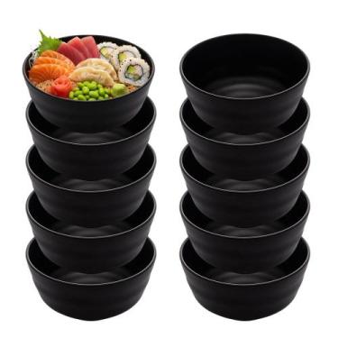 Imagem de Jogo 10 Bowl Preto Tigela Japonesa Tokyo Melamina Comida Restaurante 4