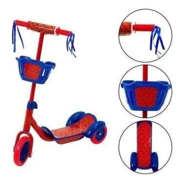 Imagem de Patinete Masc. Vermelho/Azul - 3 Rodas - c/ Cesto - BBR TOYS