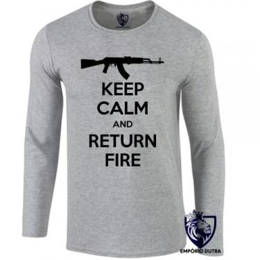Imagem de camiseta manga longa Infantil até Plus size Fuzil arma pistola ak 47 k