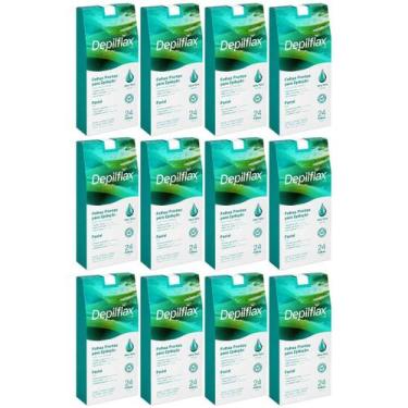 Imagem de Kit 12 Folhas Prontas Depilação Facial Aloe Vera Depilflax Cera Fria B