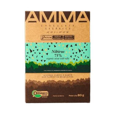 Imagem de Chocolate Orgânico 75% Cacau com Nibs de Cacau Nibirus AMMA  80g