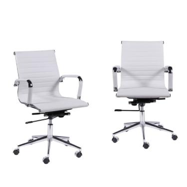 Imagem de Conjunto com 2 Cadeiras de Escritório Secretária Giratória Milão II Branco