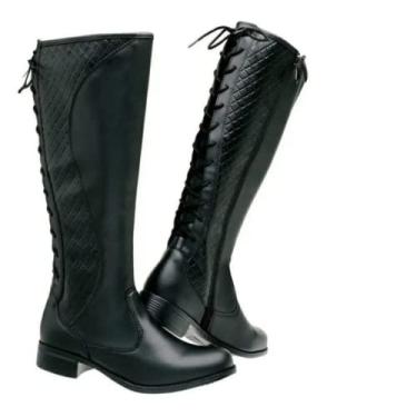 Imagem de Bota Montaria Feminina Coturno Cano Longo Cadarço Atras (37)