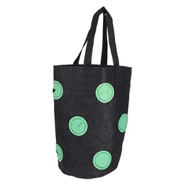 Imagem de Recipiente de plantas, saco de cultivo reutilizável dobrável 20x35cm 12 furos portátil com alças para casa(Preto, 3 galões 20 * 35cm (12 orifícios))