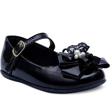 Imagem de Sapatilha Popidi Infantil Menina Laço Perola Renda 02.23 (Preto, BR, Criança de 4 a 8 anos, Numérico, 27)