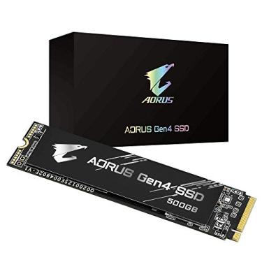 Imagem de Gigabyte Interface de jogos AORUS Nvme Gen4 M.2 500GB PCI-Express 4.0 de alto desempenho, flash 3D TLC NAND, buffer de cache DDR externo, SSD GP-AG4500G