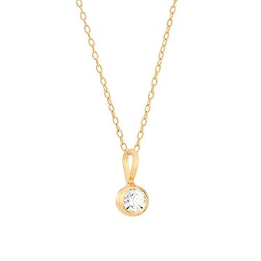 Imagem de Colar Rommanel Banhado Ouro Pingente Solitário Cristal 5mm 50cm