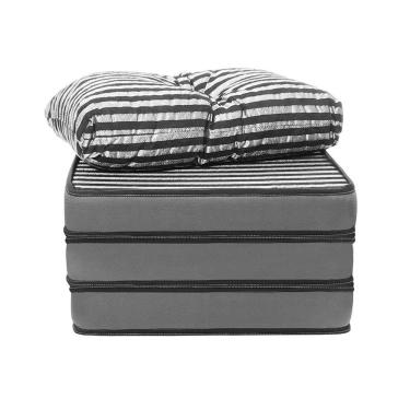 Imagem de Puff Multiuso 3 Em 1 + Travesseiro Jacquard Preto Solteiro Bf Colchões