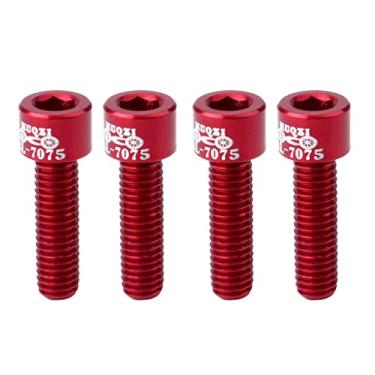 Imagem de Simhoa 4 peças M5 x 17 mm parafusos para bicicleta bicicleta ciclismo estrada liga haste parafusos preto - vermelho