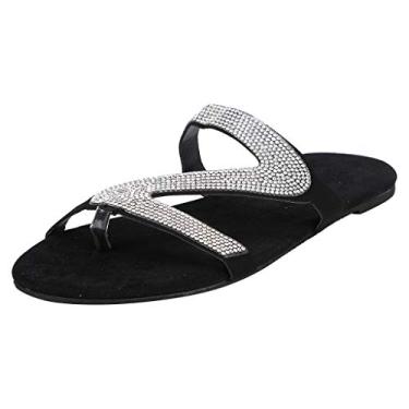 Imagem de Sandálias para mulheres, sandálias de dedo aberto com laço casual verão elegante viagem praia plataforma chinelos sandálias, Z05 - Prata, 9