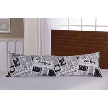 Imagem de Fronha Avulsa P/Travesseiro Corpo 0,45x1,40m C/Zíper Percal 150 fios estampa de jornal y