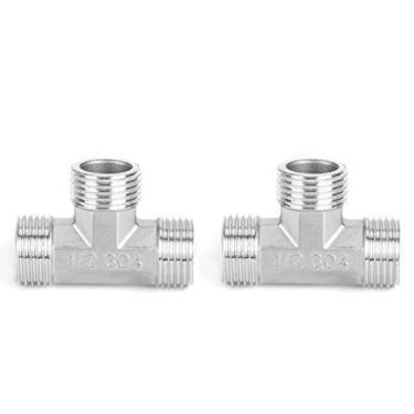 Imagem de Raguso Conector Tee Rosca Externa Conexão T Forjado T T Forma T G1/2" Rosca Macho Conector T de Aço Inoxidável