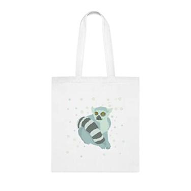 Imagem de Sacola de Vetor Lemur Ring Tailed Lêmure Vector, Presente Engraçado, Bolsa de Ombro, Sacos Reutilizáveis, Cesta de Aniversário de Natal, Branco