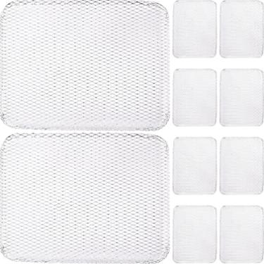 Imagem de Hemoton 10 peças de tapete de malha de churrasco de alumínio descartável para grelha superior de grelha panelas antiaderentes ferramentas de cozimento acessórios para churrasco ao ar livre para assar cozinhar grelhar