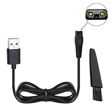 Imagem de INVODA Carregador e escova de substituição de cabeça de barbeador elétrico para limpeza de barbeador solo Bursh cabo de dados USB aparador de energia linha de carga de substituição de cabeça solo (1
