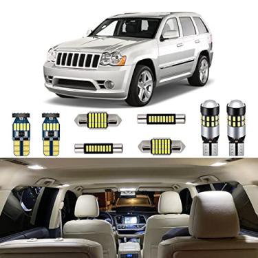 Imagem de AUTOGINE Kit de luzes interiores de LED de 12 peças para Jeep Grand Cherokee 2005 2006 2007 2008 2009 2010 Super Bright 6000K Branco Interior de lâmpadas LED Pacote + Ferramenta de instalação