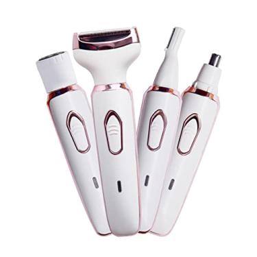 Imagem de Navalha elétrica para mulheres, aparador de cabelo para rosto nariz sobrancelha barba bigode braço perna axila biquíni, indolor recarregável portátil 4 em 1 conjunto de Barbeadores de corpo feminino